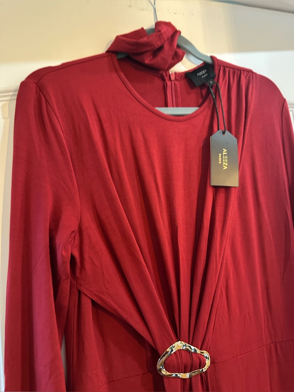 NWT Aleeza Paris High-Neck Draped Dress - Size L - Picture 7 of 14